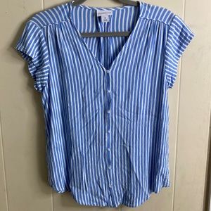 Liz Claiborne Blue and White Striped Blouse